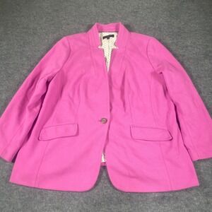 Talbots Blazer Womens 18 W Pink Sports Coat Polka Dot Liner Plus Single Breasted
